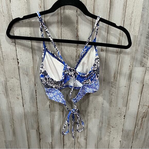Athleta Blue Floral String Bikini Longline Top Womens XXS - Picture 3 of 5